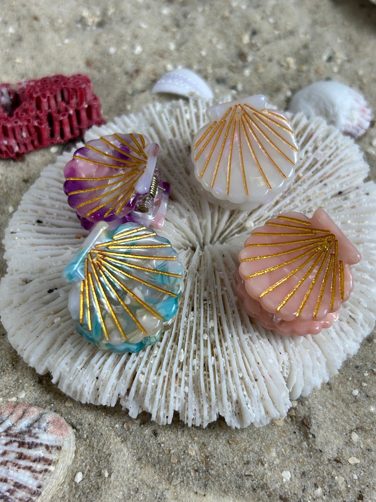 Mini Haarklammern - Muschel Mix