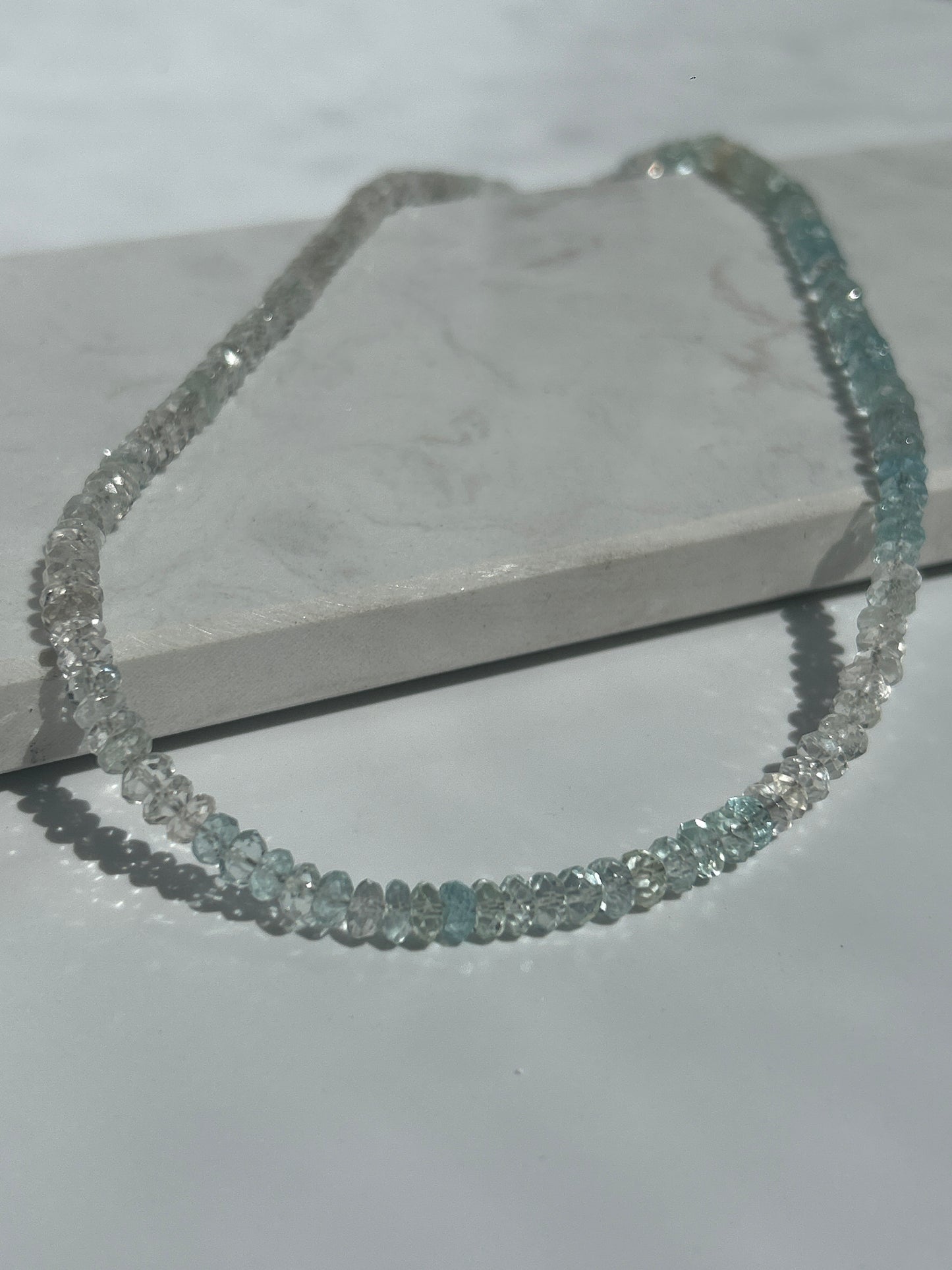 Extra HQ Aquamarin Kette - facettiert - 925 Silber