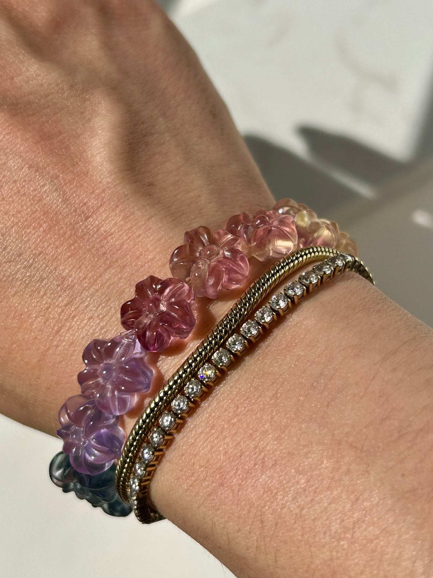 HQ Blumenarmband Fluorit