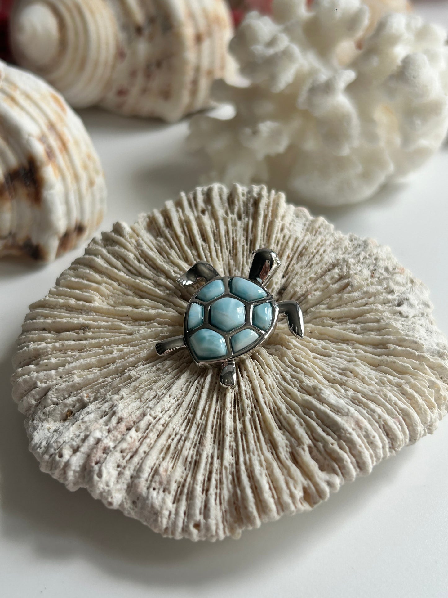 Larimar Schildkröte - Anhänger 925 Silber