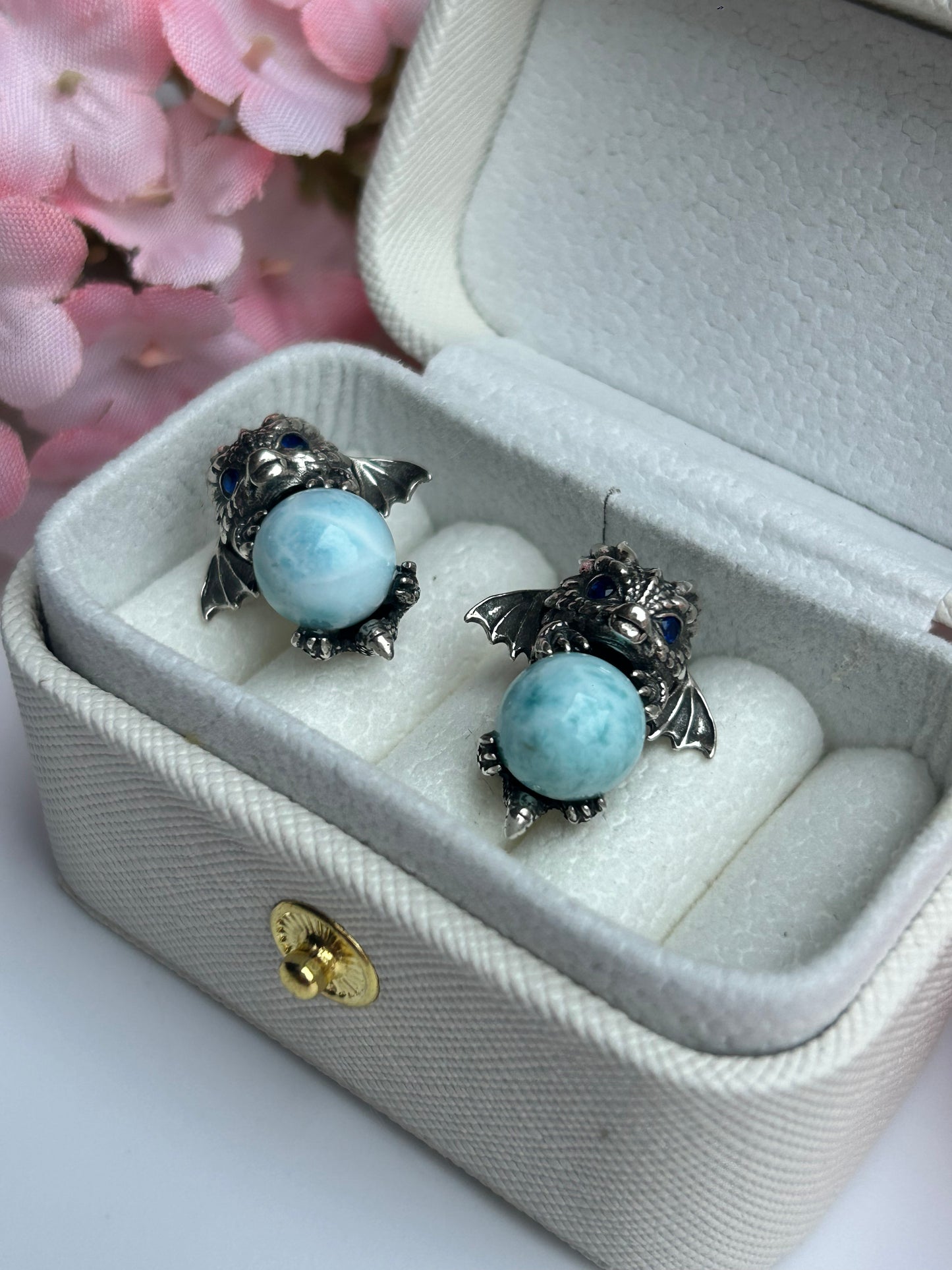 Drachen Amulett - Larimar - 925 Silber