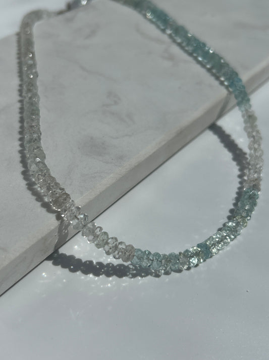 Extra HQ Aquamarin Kette - facettiert - 925 Silber