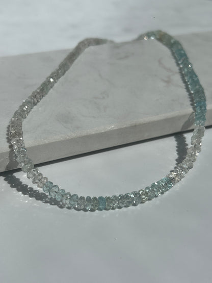 Extra HQ Aquamarin Kette - facettiert - 925 Silber