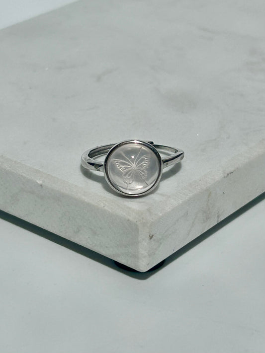 Bergkristall Ring - Schmetterling
