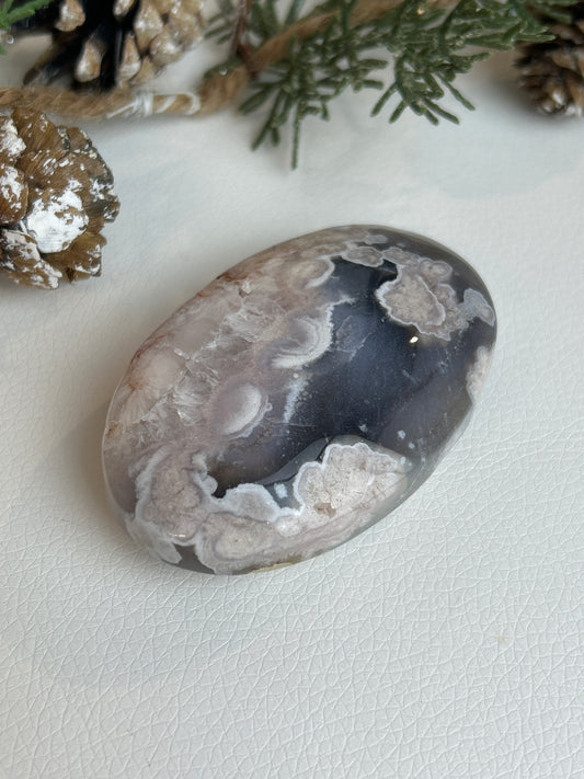 Blumenachat X Amethyst Palmstone 36i