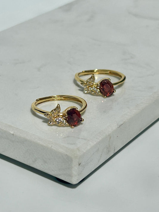 Granat Ring - Schmetterling
