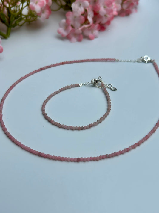 Pinker Opal Kette - Facettiert