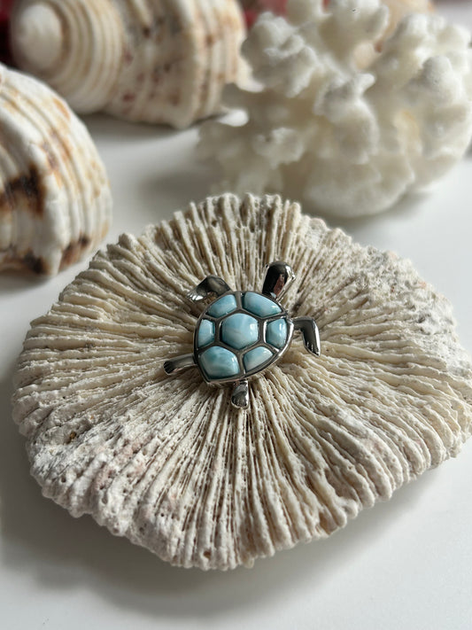 Larimar Schildkröte - Anhänger 925 Silber