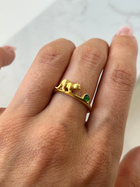 Wildcat Ring - Grüne Jade