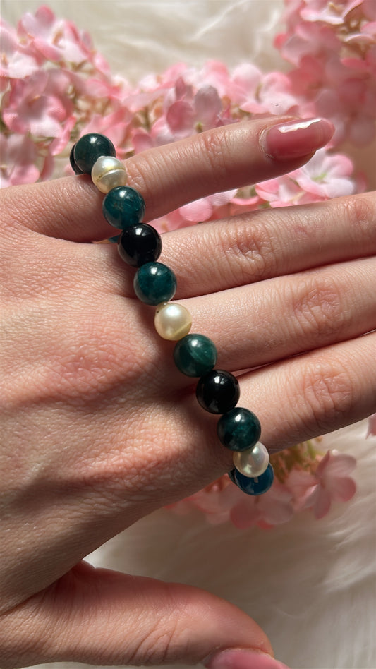 Designarmband - Apatit - Perle - Obsidian