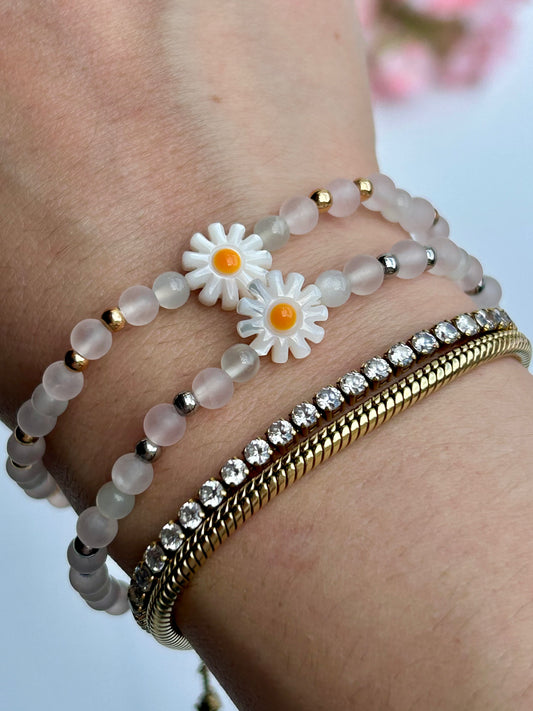 Grüner Mondstein - Rosenquarz Armband - Handmade Summer Kollektion