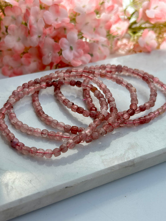 Erdbeerquarz Armband  Facettiert