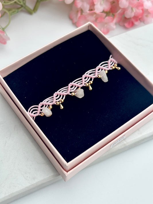 Fußkettchen - Rosenquarz - Handmade Summer Collection